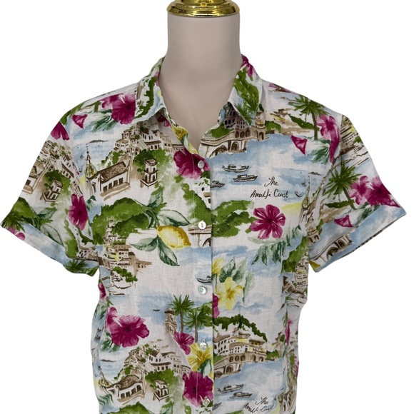 Cynthia Rowley Linen Amalfi Coast Button Down Camp Shirt Sz S EUC Vacation Soft - Picture 3 of 12